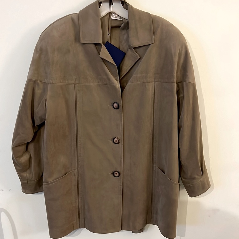 Lilli Ann Ultra suede Button Jacket Medium Pockets